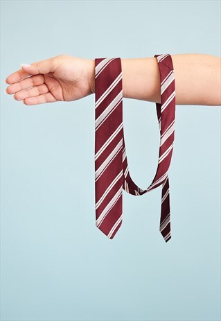 VINTAGE 80'S RETRO STRIPED PATTERN TAPESTRY WOVEN TIE