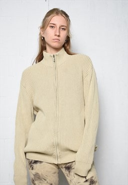 Vintage Y2K 00s cotton ribbed knit slouchy jumper cardigan