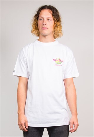 90'S VINTAGE HARD ROCK CAFE STOCKHOLM GUITAR WHITE T-SHIRT