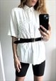 VINTAGE WHITE LOOSE SHORT SLEEVED LADIES SHIRT 