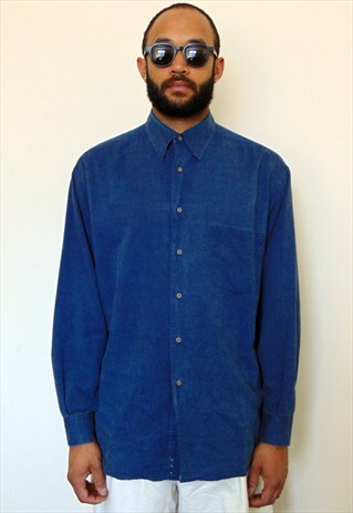 90S CLASSIC MINIMALIST PIGMENT DYED BLUE OXFORD SHIRT LARGE