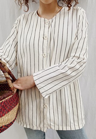 VINTAGE 80S STRIPED NAUTICAL MARINE BOHEME BLAZER JACKET