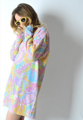 VINTAGE 80S COLOURFUL PASTEL LIGHTWEIGHT JUMPER