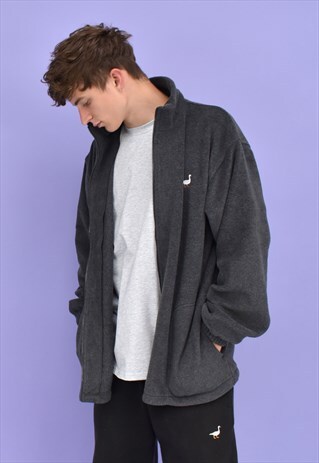 G&G UNISEX CHARCOAL FULL ZIP GOOSE FLEECE