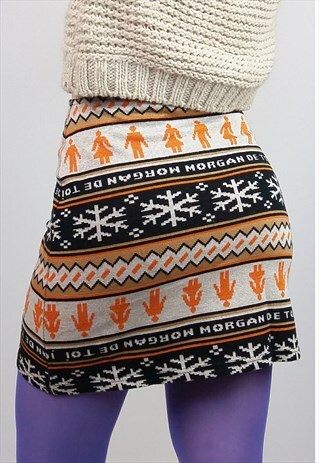 VINTAGE 90'S MORGAN DE TOI FOLK PATTERN MINI SKIRT