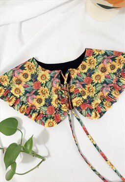 Sunflower Cotton Oversized Collar, Detachable Colla