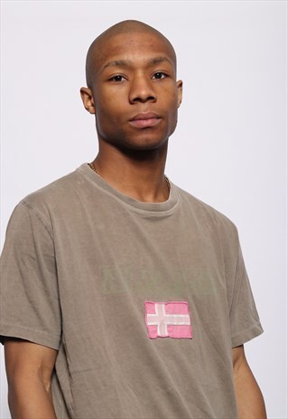 VINTAGE NAPAPIJRI BIG LOGO T-SHIRT BEIGE