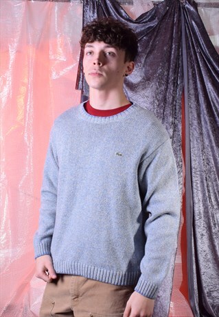 VINTAGE LACOSTE LIGHT BLUE KNITTED JUMPER