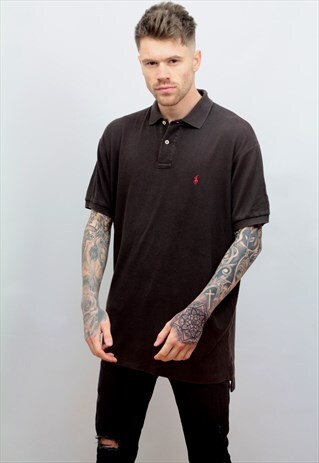 1990'S VINTAGE RALPH LAUREN POLO SHIRT IN BLACK