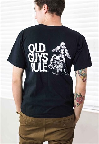 VINTAGE OLD GUYS RULE BIKER T-SHIRT 90S X 7.1