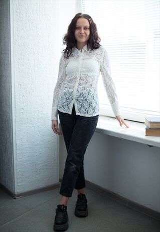 VINTAGE 80'S IVORY LACE BLOUSE