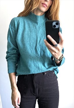 Mint Green Minimal Basic Casual Wool Sweater Jumper S