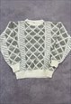 VINTAGE KNITTED JUMPER ABSTRACT PATTERNED KNIT SWEATER