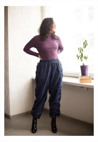 VINTAGE 80'S NAVY BLUE SPORTS JOGGERS
