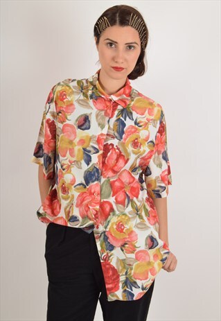 VINTAGE SHIRT FESTIVAL FLORAL PRINT 90'S (778)