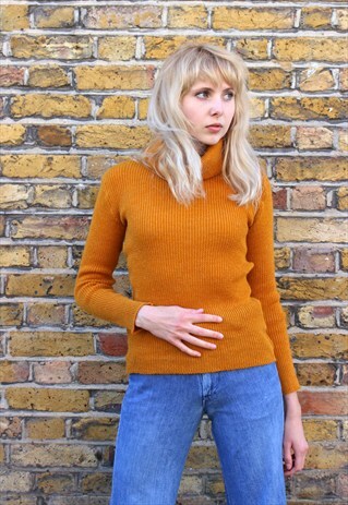 VINTAGE 70S YELLOW COWL NECK JUMPER