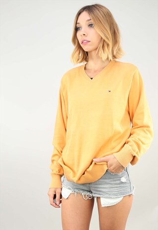 VINTAGE OVERSIZED ORANGE TOMMY HILFIGER JUMPER