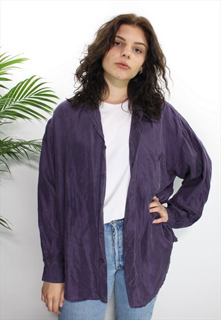 PURPLE VINTAGE 90S SILK SHIRT