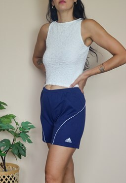 Vintage Adidas Sports Shorts w Logo Front in Navy Blue