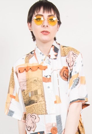 VINTAGE 90'S WHITE PATTERN SHIRT