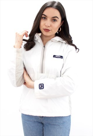 90'S RETRO BEIGE HOODED TRACK JACKET