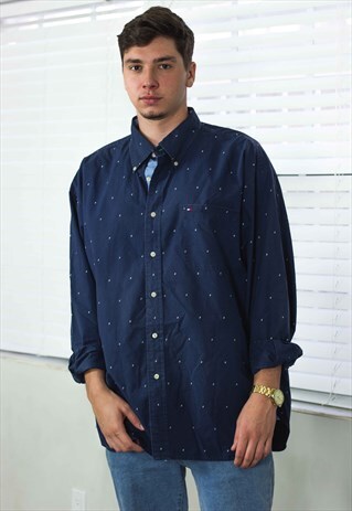 VINTAGE TOMMY HILFIGER SHIRT LOGO 90S XL 12.1