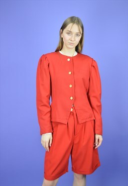 Vintage red classic 80's wool blazer