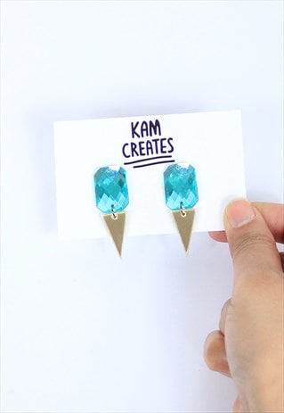 GEM TRI DROP STUDS IN TURQUISE