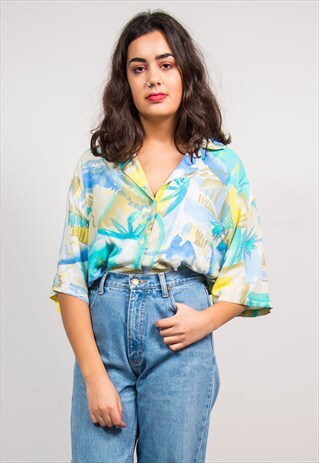 VINTAGE 90'S HAWAIIAN OPEN COLLAR SHIRT