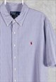 Vintage Polo Ralph Lauren Blue Striped Shirt Short Sleeve