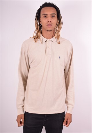 POLO RALPH LAUREN MENS VINTAGE POLO SHIRT LONG SLEEVE LARGE