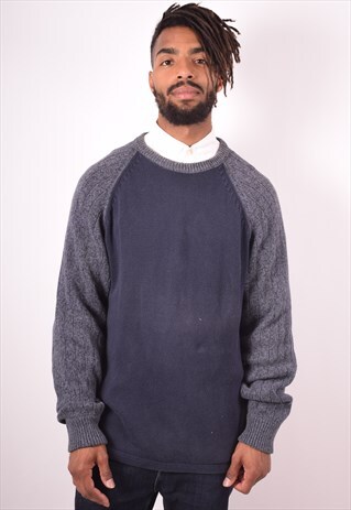 LEVI'S MENS VINTAGE JUMPER SWEATER LARGE NAVY BLUE 90S
