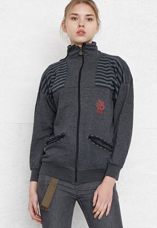 VINTAGE GREY ZIP TRACK JACKET