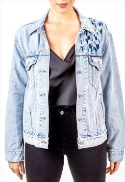 Blue denim jacket upcycled