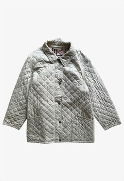 Vintage Y2K Women's Burberry Cream Quilted Jacket