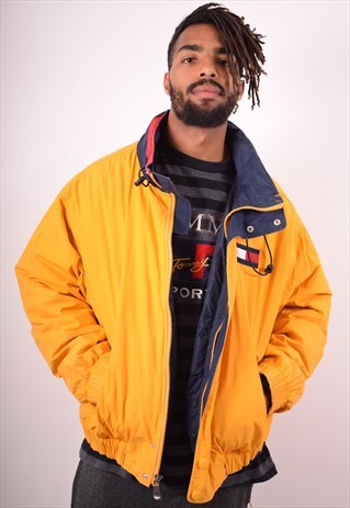 TOMMY HILFIGER MENS VINTAGE JACKET XL YELLOW 90S