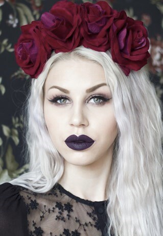 OPHELIA CLARET RED ROSE FLOWER CROWN - FRIDA - HALLOWEEN