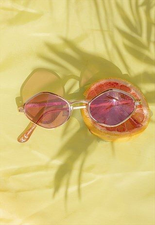 DIAMOND FRAME METAL SUNGLASSES PINK