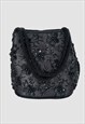80'S VINTAGE LADIES FABRIC MINI EVENING BAG SEQUIN BEADS