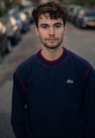VINTAGE LACOSTE SWEATSHIRT IN NAVY WITH RED DETAILING