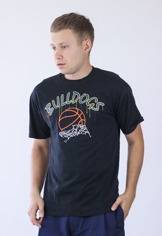 VINTAGE MENS BULLDOGS BASKETBALL BIG LOGO T-SHIRT
