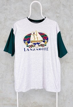 Vintage Single Stitch T Shirt Lanzarote Tourist 90s Large