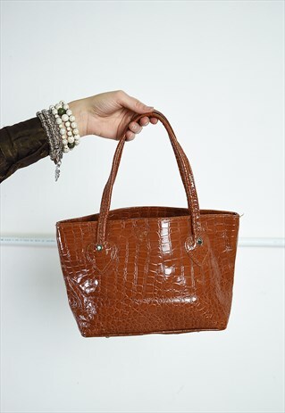 VINTAGE Y2K MINIMALIST FAUX LEATHER BAG IN ANIMAL PATTERN