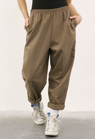 VINTAGE 1980S BROWN HIGH-WAISTED TROUSER