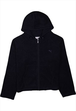 Vintage 90's Puma Fleece Jumper Hooded Full Zip Up Navy Blue