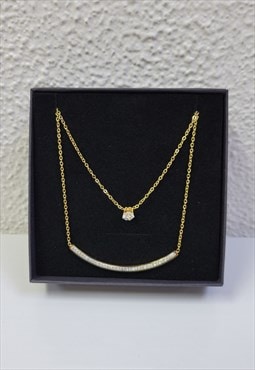 Ariella Rhinestone Double Chain Necklace