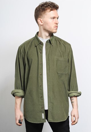 VINTAGE CORDUROY CORD SHIRT GREEN