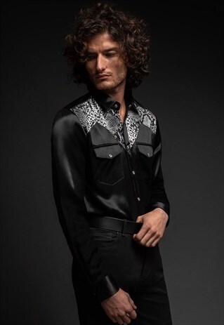 MENS NEVADA SNAKE SKIN SATIN WESTERN SHIRT