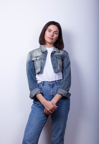 CROPPED RAW HEM DENIM JACKET