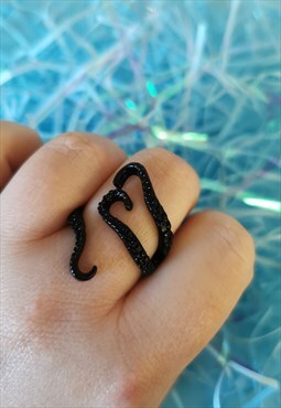 Black Octopus Tentacle Wrap Ring